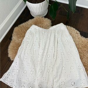 J.Crew White Eyelet A-Line Skirt – Chic, Knee-Length, Pockets, Versatile